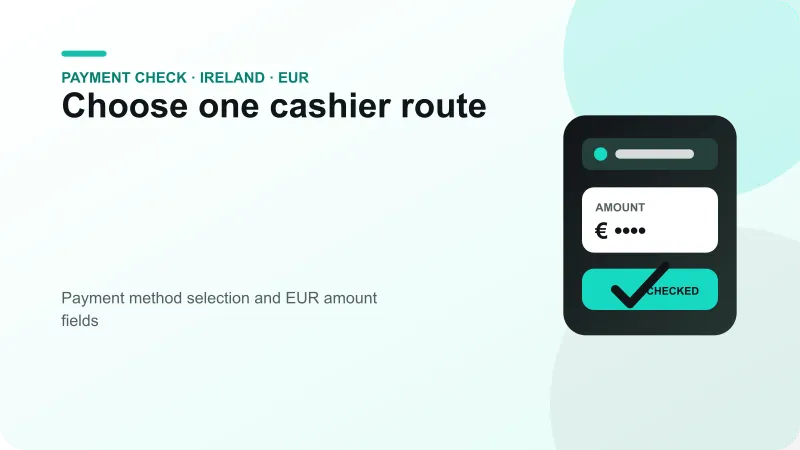 Payment method selection and EUR amount fields