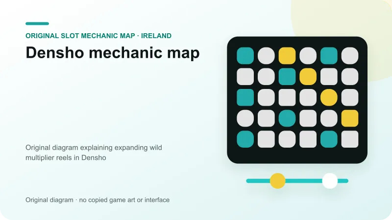 Original diagram explaining expanding wild multiplier reels in Densho