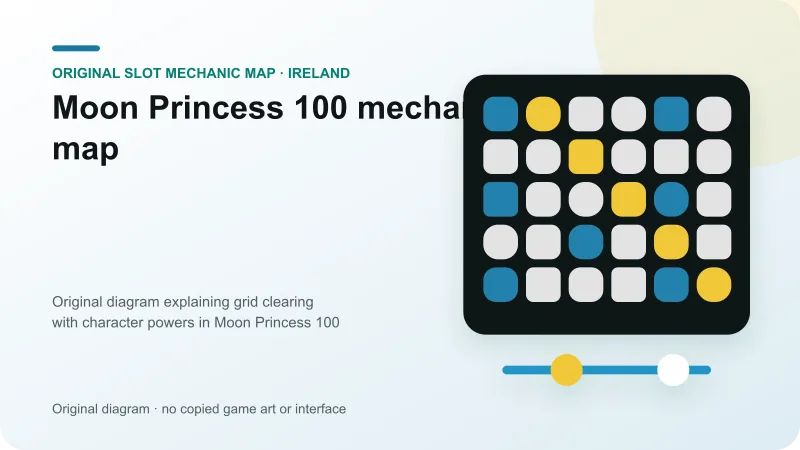 Original diagram explaining grid clearing with character powers in Moon Princess 100